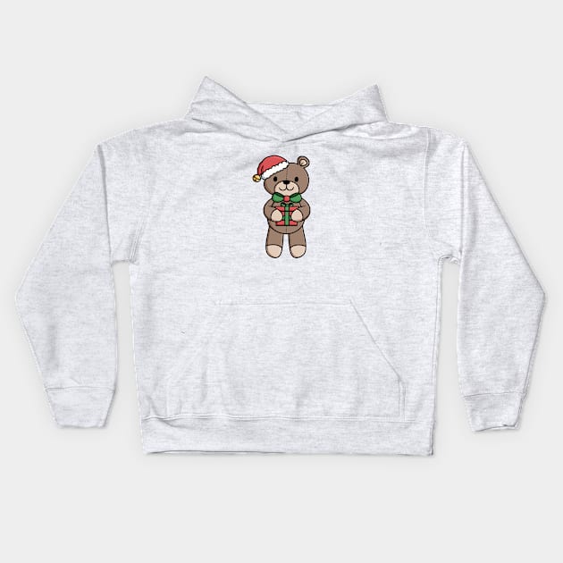 Christmas Teddy Kids Hoodie by KammyBale